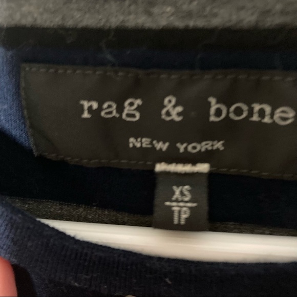 Rag & Bone Tee navy/Gray Stripe round Neck Size XS/TP - Picture 4 of 4